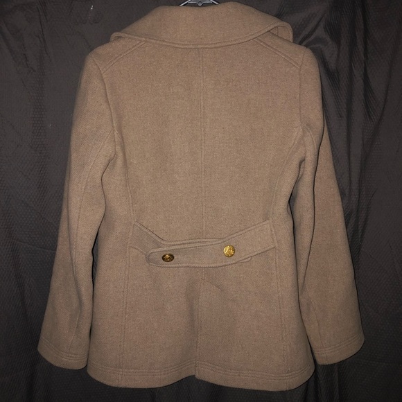 J. Crew Tan Pea Coat with Gold Buttons - Picture 3 of 4